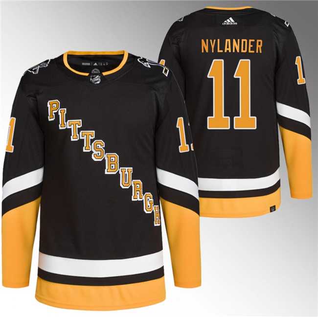 Mens Pittsburgh Penguins #11 Alex Nylander Black Stitched Jersey